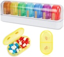 FYY Travel Pill Organizer, 14 Compartments Daily Pill Organizer Portable Pill Case Detachable Daily Pill Box voor Purse Pocket om vitamines te houden, Cod Lever Olie, Complements en Medication-White