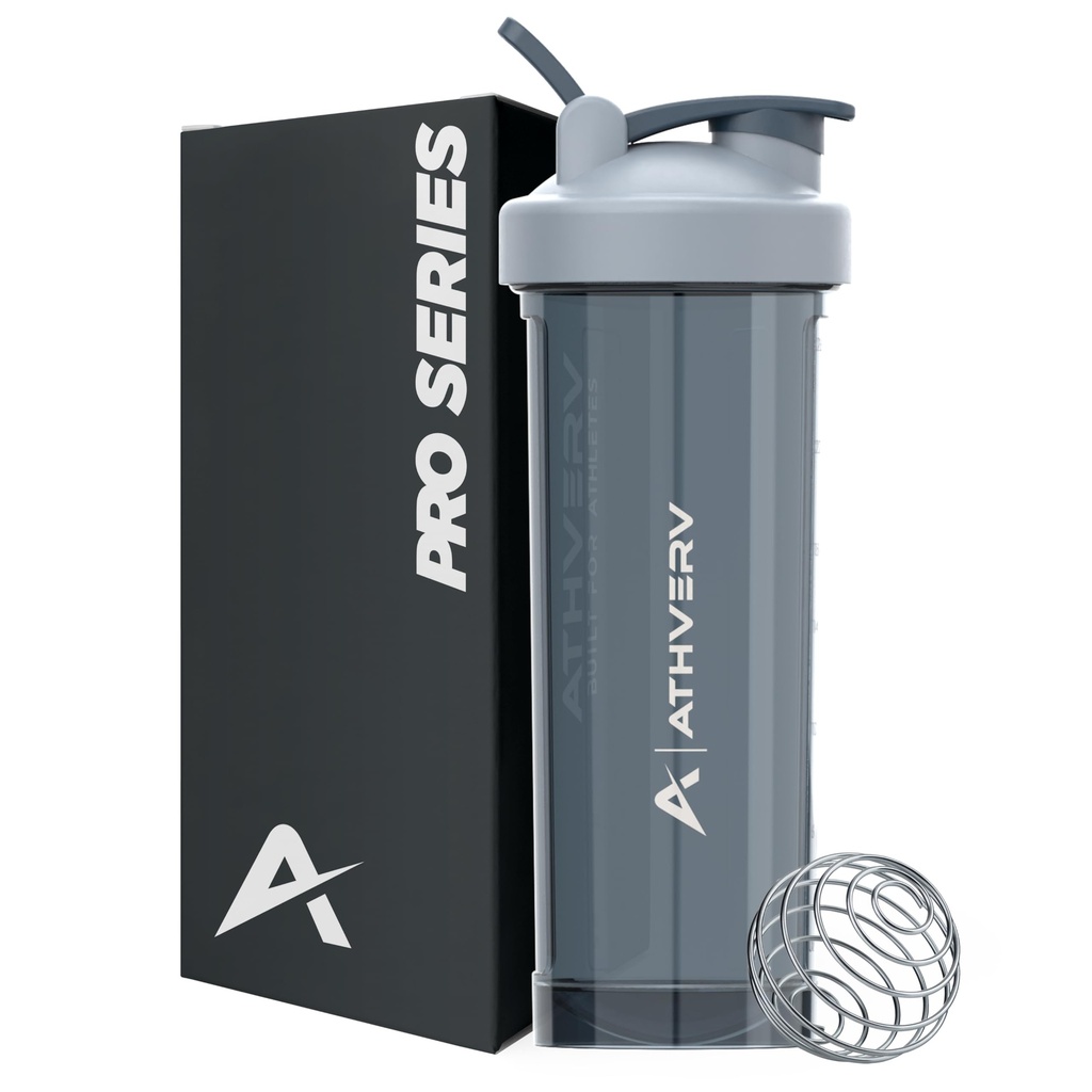 Pro Tritan Gym Shaker Bottle, Shakers for Protein Shake, 900ml (Black/Grey) Plastic