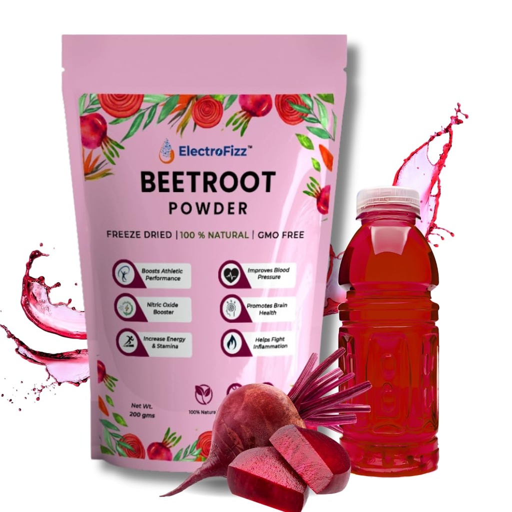 Freeze Dried Beetroot Powder Nitric Oxide Booster, Superfood for Endurance Building, Vegan, Preservatives Free, Caffeine Free, Pre-workout Supplement- 200 gms (30 plus servings)