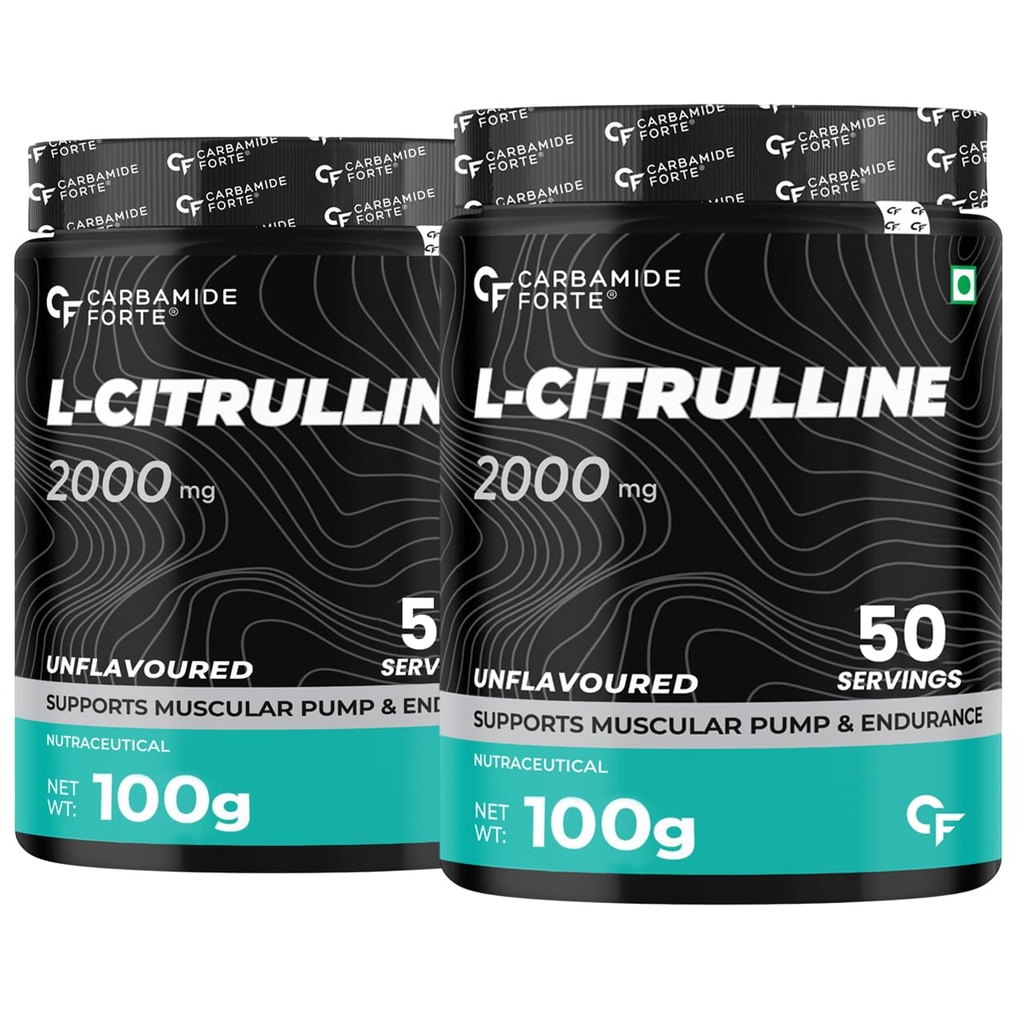 Carbamide Forte L Citrulline Malate Powder 2000mg | Boosts Nitric Oxide, Pre Workout Supplements for Men & Women - Unflavoured - 50 SERVINGS - 100g (Pack of 2)