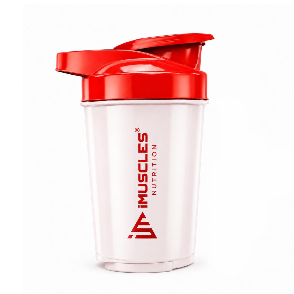 500ml Mini Shaker Bottle with Ball | BPA-Free, Leak-Proof, 2-Way Opening | Flip Handle | Freezer Safe | Easy to Clean | Premium Recyclable Shaker for Gym & Fitness (White)