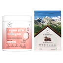Wellbeing Nutrition Vegan Pro Collagen Peptides 5g Plant-Based Collagen, Mixed Berries, 200g + Organic Vegan Plant Protein Isolate 22g Protein, 5g BCAA, Belgian Dark Chocolate, 500g