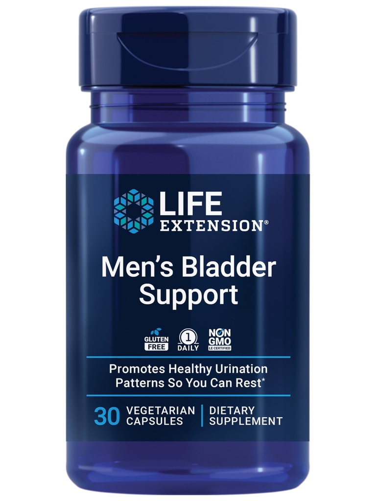 Life Extension Mannen Bladder Ondersteuning, melatonine, beta-sitosterol, lycopeen, Nachtelijke urine, Slaappatronen, Prostaat Gezondheid, Blaasondersteuning, Glutenvrij, Non-GMO, Vegetarisch, 30 Capsules