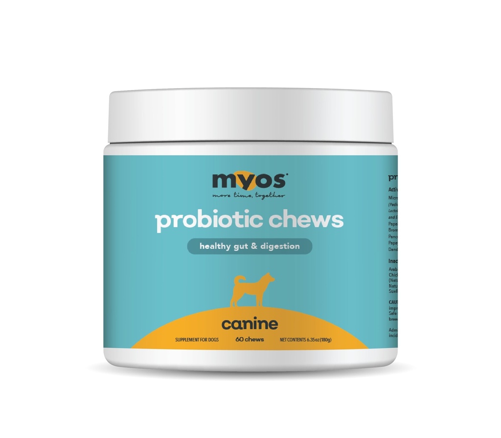 MYOS Probiotische Kauw voor honden - Dagelijkse Digestieve Ondersteuning, Promoot volledige Gut Health, Aids Digestie, Verbetert Nutriënt Absorptie, Ondersteunt Gezonde Kruk - All-in-One Kauwbare Supplement