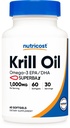Nutricost Krill Oil 1000mg, 60 Softgels - Omega-3 EPA-DHA Krill Oil Supplement, met Superbakrill