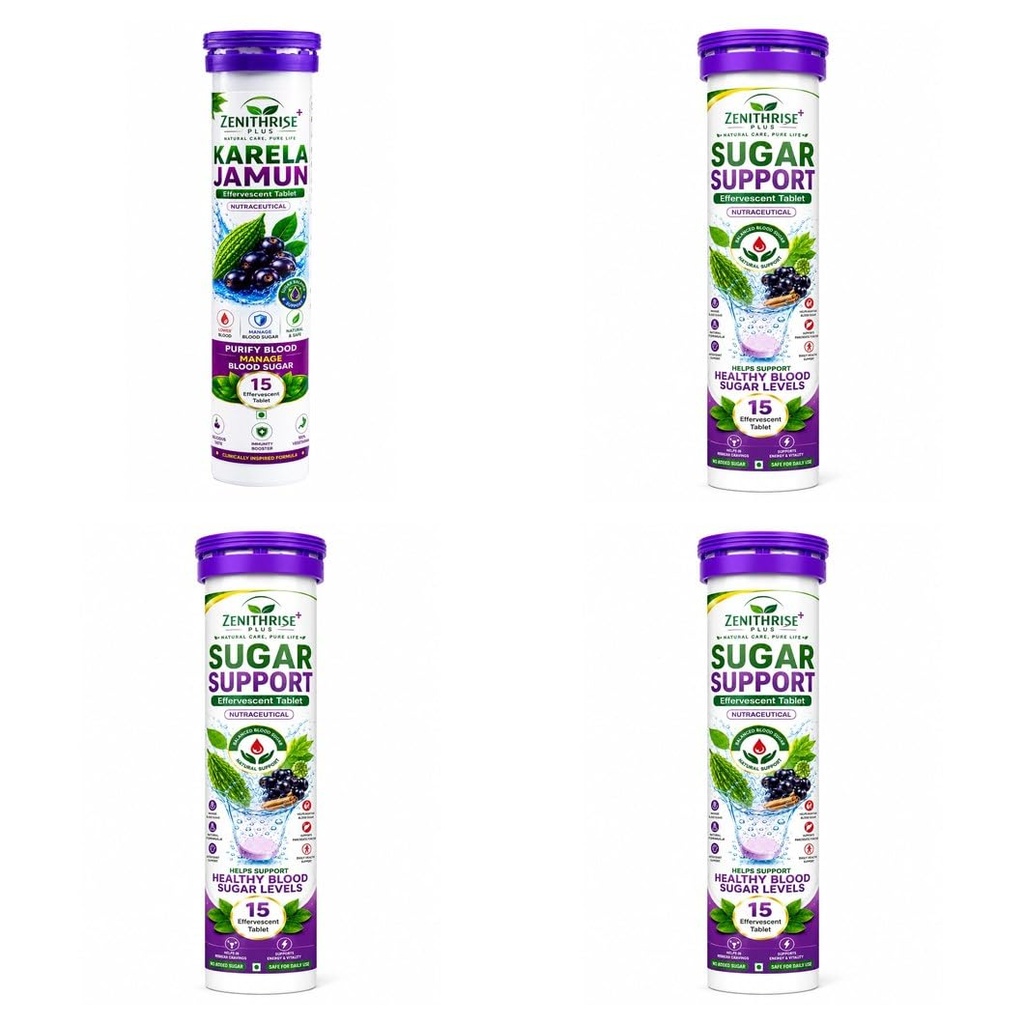 Zenithrise Plus Combo Karela Jamun 1 + Sugar Support 3 (4 pcs)