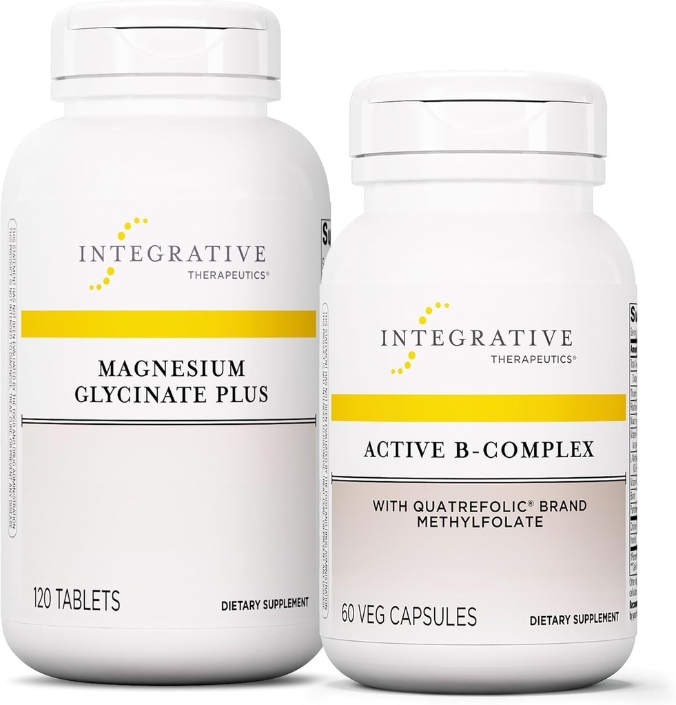 Integrative Therapeutics Bundle with Active B-Complex, 60 Capsules & Magnesium Glycinate Plus, 120 Tablets - Active B-Complex to Support Energy Metabolisme* - Support Brain Health, Heart Health & Nerve