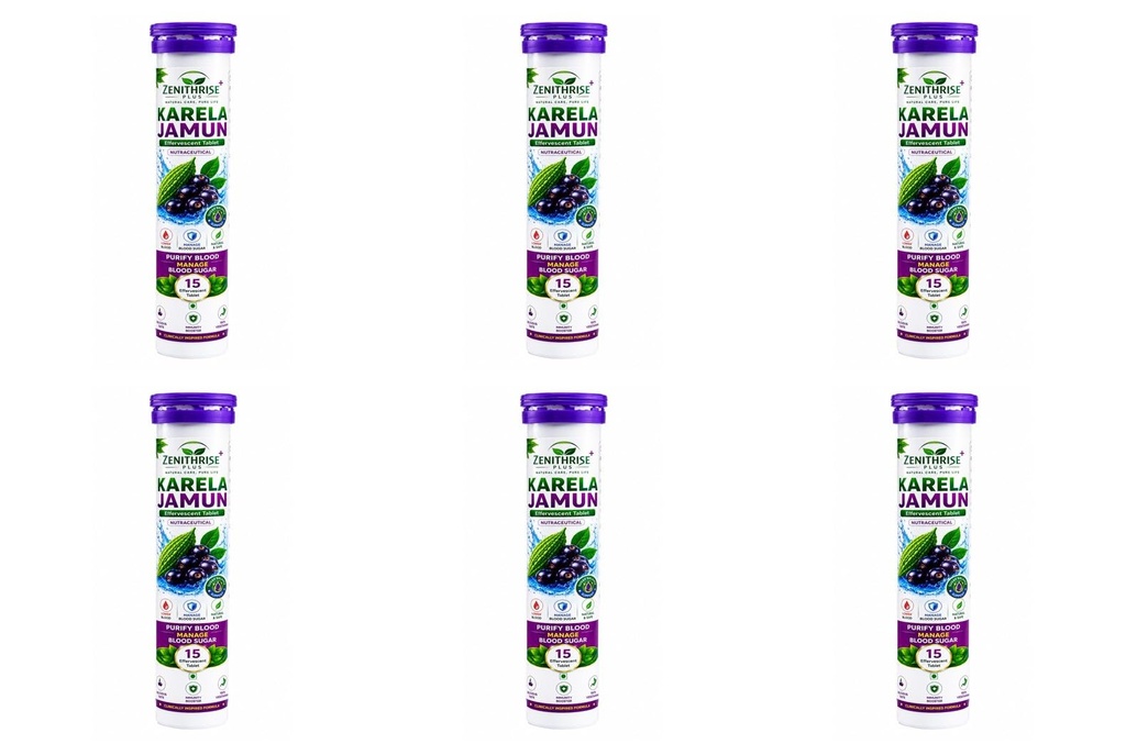 Zenithrise Plus Karela Jamun Effervescent Tablet Pack of 6 (6x15 Tablets)