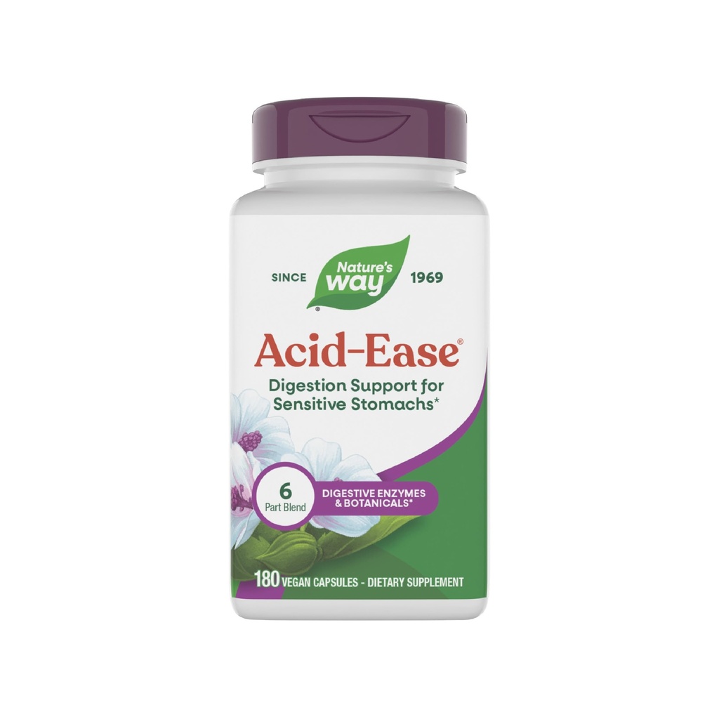 Nature's Way Acid-Ease Digestie Formule, Digestieve Ondersteuning Supplement voor gevoelige maag*, 180 Vegan Capsules
