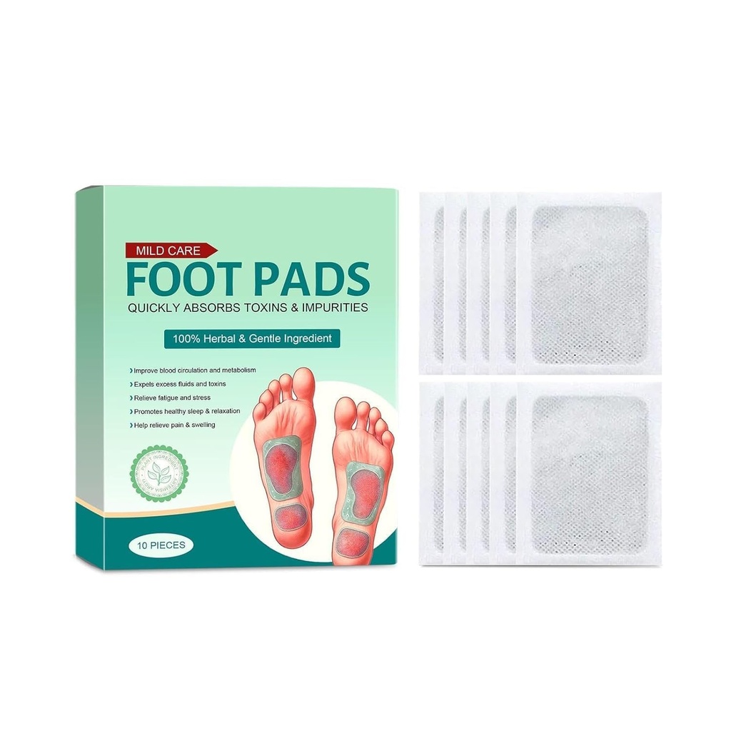 Foot Patch 100% Herbal And Gentle Ingredient Detox Foot Pads, 10 Pieces, Natural Ingredients for Sleep Aid, Pain Relief, Toxin Removal with Bamboo Vinegar and Acupoint Micro-Massage Technology (Foot Patch)