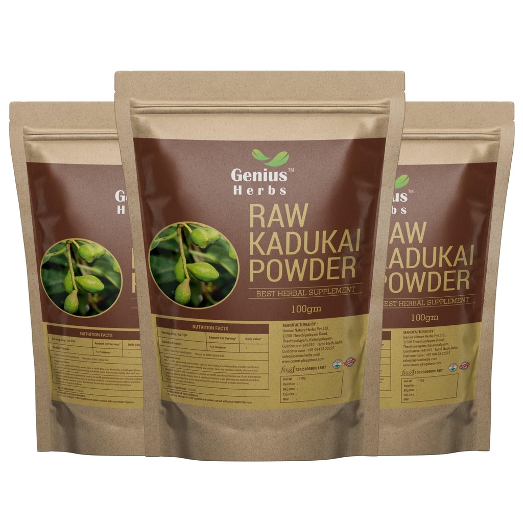 Raw Kadukai Powder - 100gms | Natural Laxative | Detoxification and Cleansing | Skin and Hair Health | Oral Health | Improves Cognitive Function | Rich in Antioxidants | Pack of 3