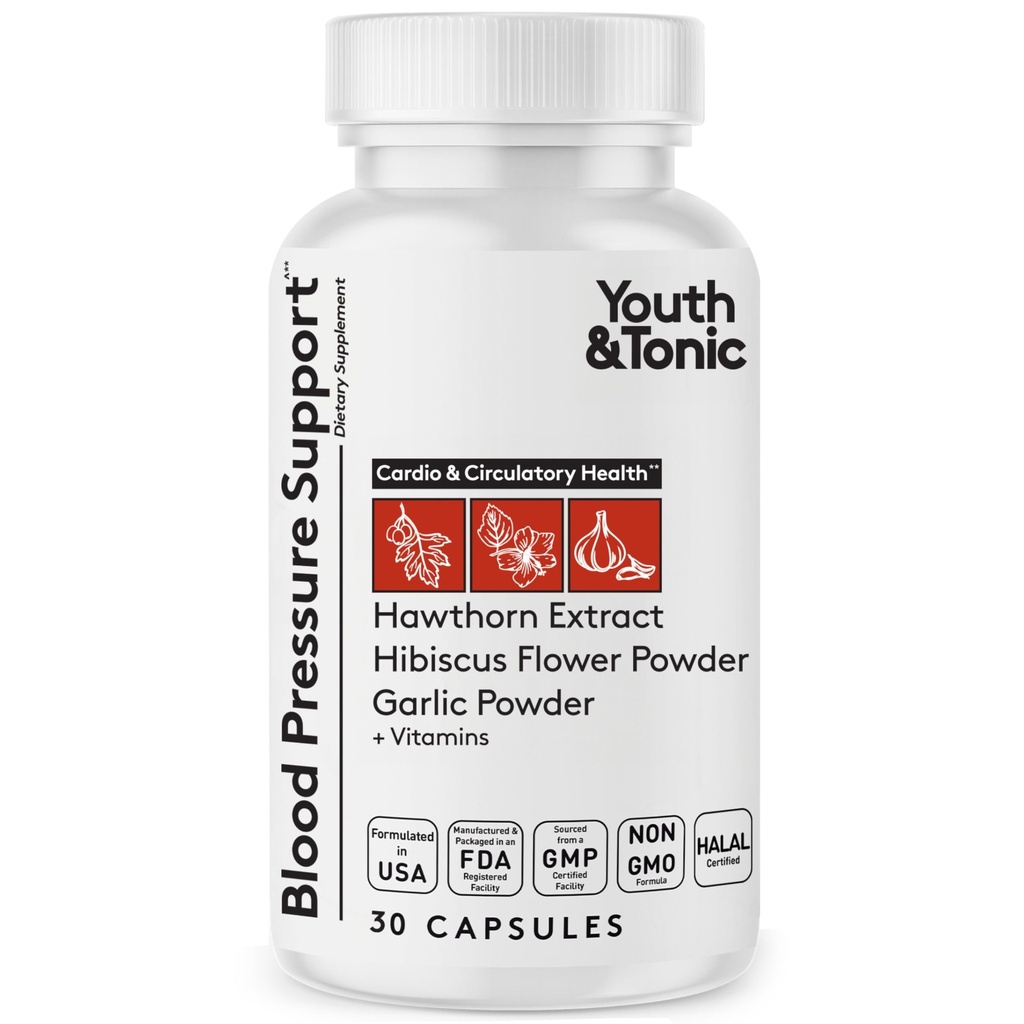 Supplément de soutien de la pression artérielle naturelle pour les jeunes et toniques avec l'hibiscus de l'épine et les herbes diurétiques haute puissance et les vitamines pour la rétention d'eau.