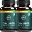 Primal Harvest Probiotiques pour les femmes et les hommes Plateau-Stable avec Prébiotiques Supplément quotidien pour les adultes 60 Capsules (2 Pack)