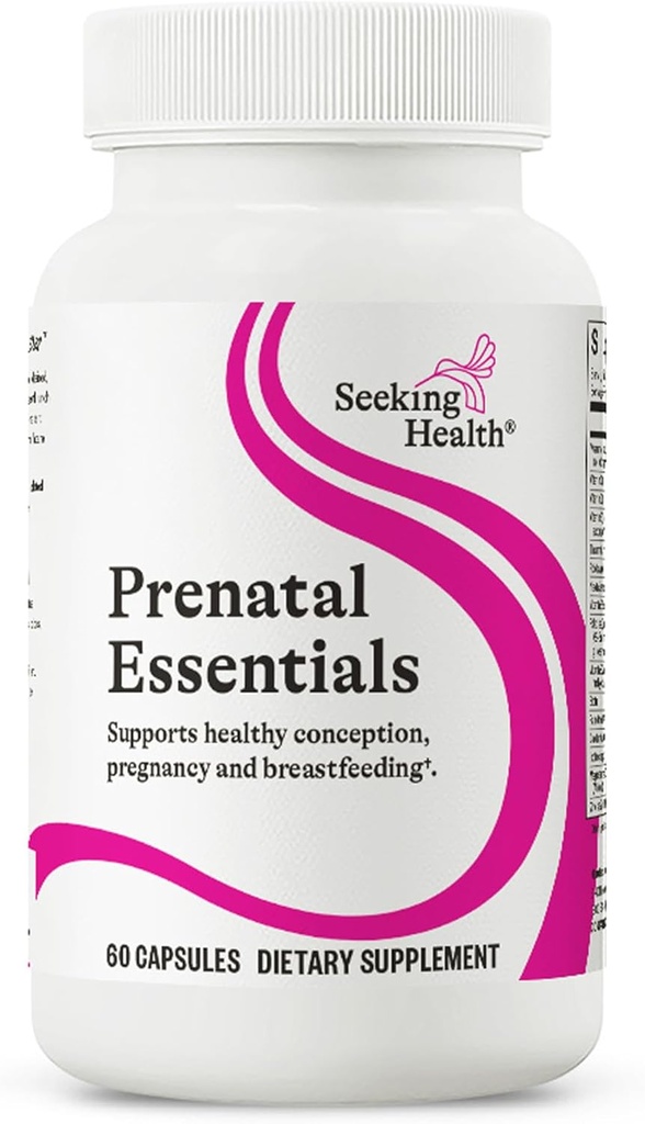 Seeking Health Prenatale Essentials, Methylated Bio available Folate and B12, Vitamine D3 and K2, Key Nutrients to Support Zwangerschap en borstvoeding, Vegetarisch (60 capsules)