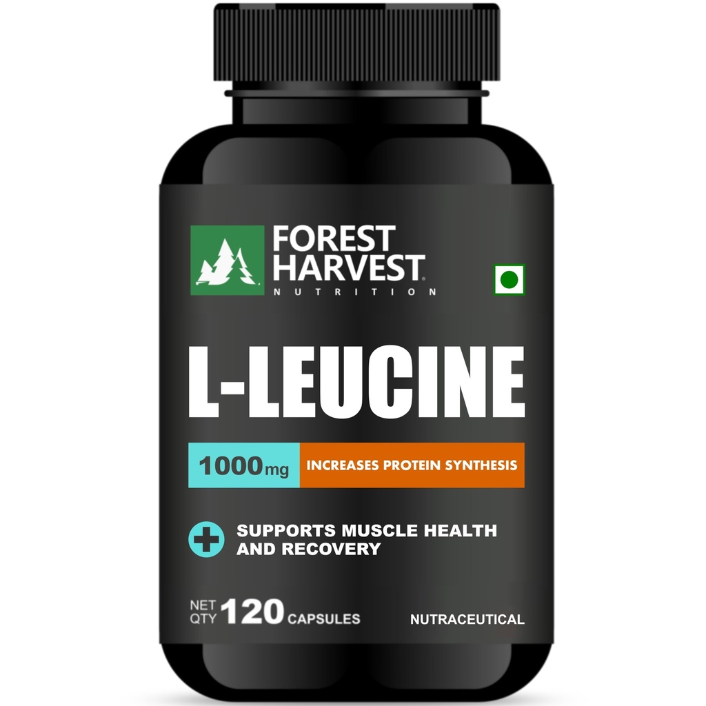 L-Leucine | 1000 mg per Serving | Supports Muscle Growth, Recovery & Strength | Fitness & Performance Support | 120 Veg Capsules | FSSAI, WHO-GMP, ISO & HACCP Certified