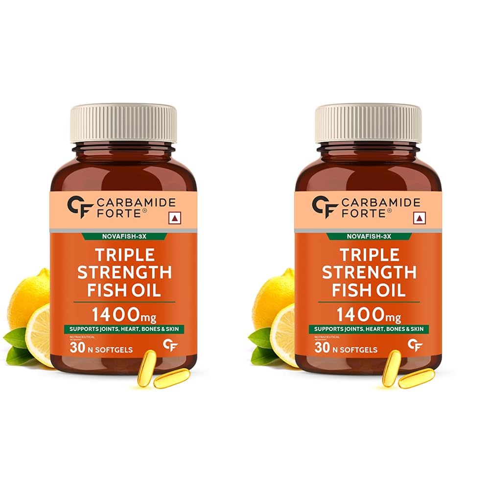 Carbamide Forte Triple Strength Omega 3 Fish Oil 1400mg with Multivitamin Capsule for Men & Women - 30 Capsules (Pack of 2)