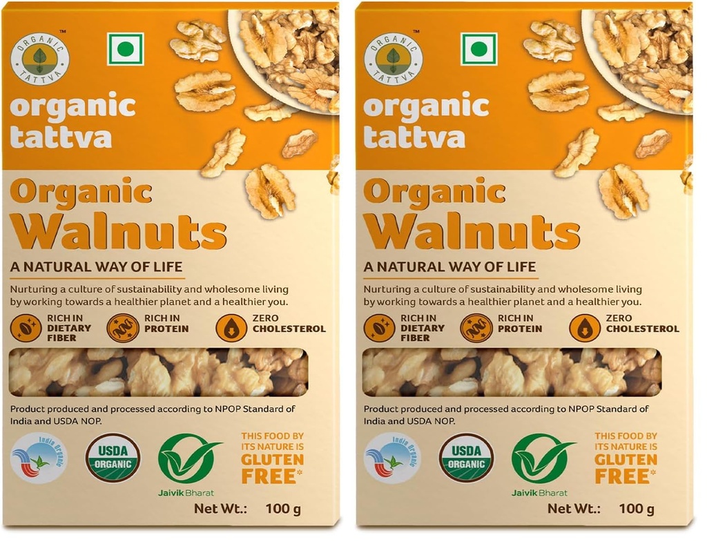 Organic Tattva, Organic Kashmiri Walnuts (Akhrot Giri) 250gm | Rich in Dietary Fiber and Protein | Source of Iron and Calcium | With Natural Oils | Cholesterol Trans-Fat Free | Naturally Gluten Free