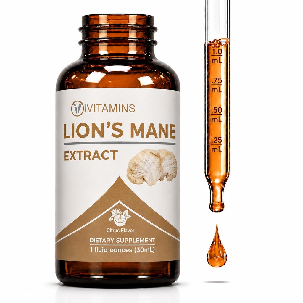 Leeuwen Mane Liquid - Leeuwen Mane Tinctuur voor Geheugen, Focus & Clarity - Leeuwen Mane Supplement - Leeuwen Mane Mushroom Supplement - Nootropics Brain Support Supplement - (1 Pack)