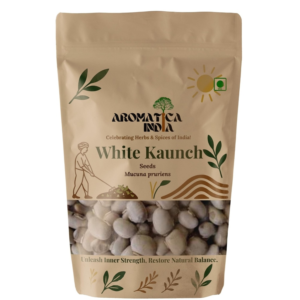 Aromatica India White Kaunch Beej (Mucuna Pruriens) Seeds 1Kg – Natural L-Dopa Source | Velvet Bean Whole Seeds | Organic Ayurvedic Herb Raw Form