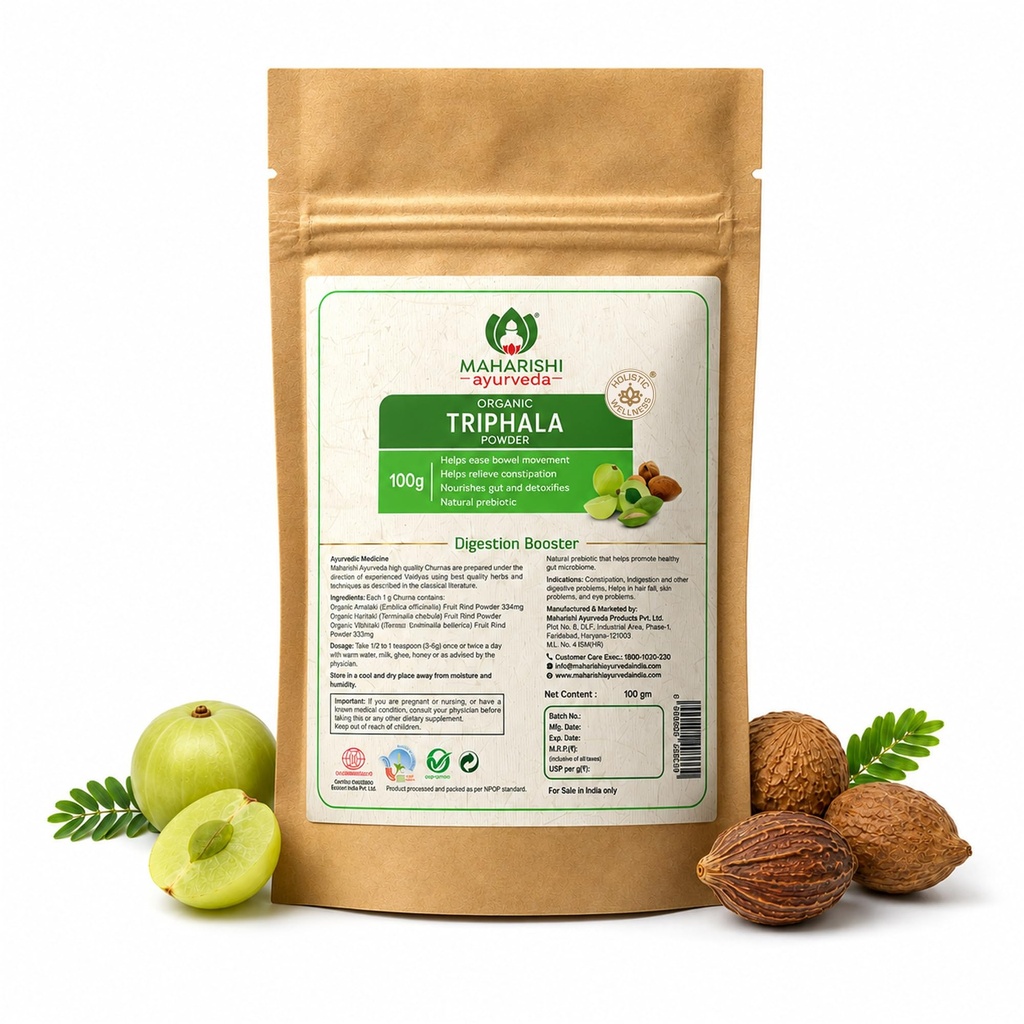 Maharishi Ayurveda Triphala Churna -100 g Pack of 1 | Triphala Powder with Haritaki, Amalaki, Vibhitaki | For Bowel Movement | Relieves Constipation | For Digestion, Gut Health, Gas & Acidity Relief