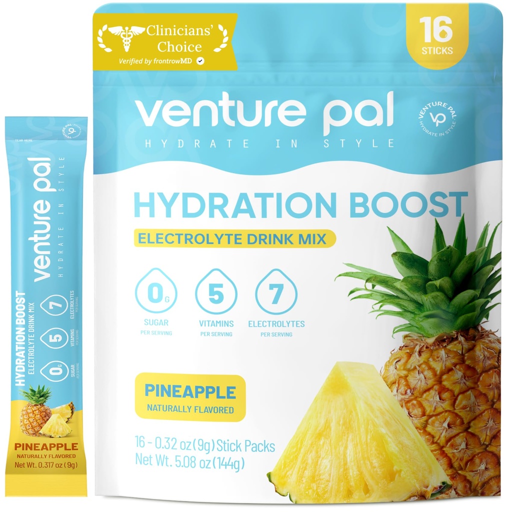 Venture Pal Sugar Free Electrolyte Powder Packets - Liquid Daily IV Drink Mix for Rapid Hydration & Party Recovery 5 Vitaminen & 7 Elektrolyten . Keto Friendly 