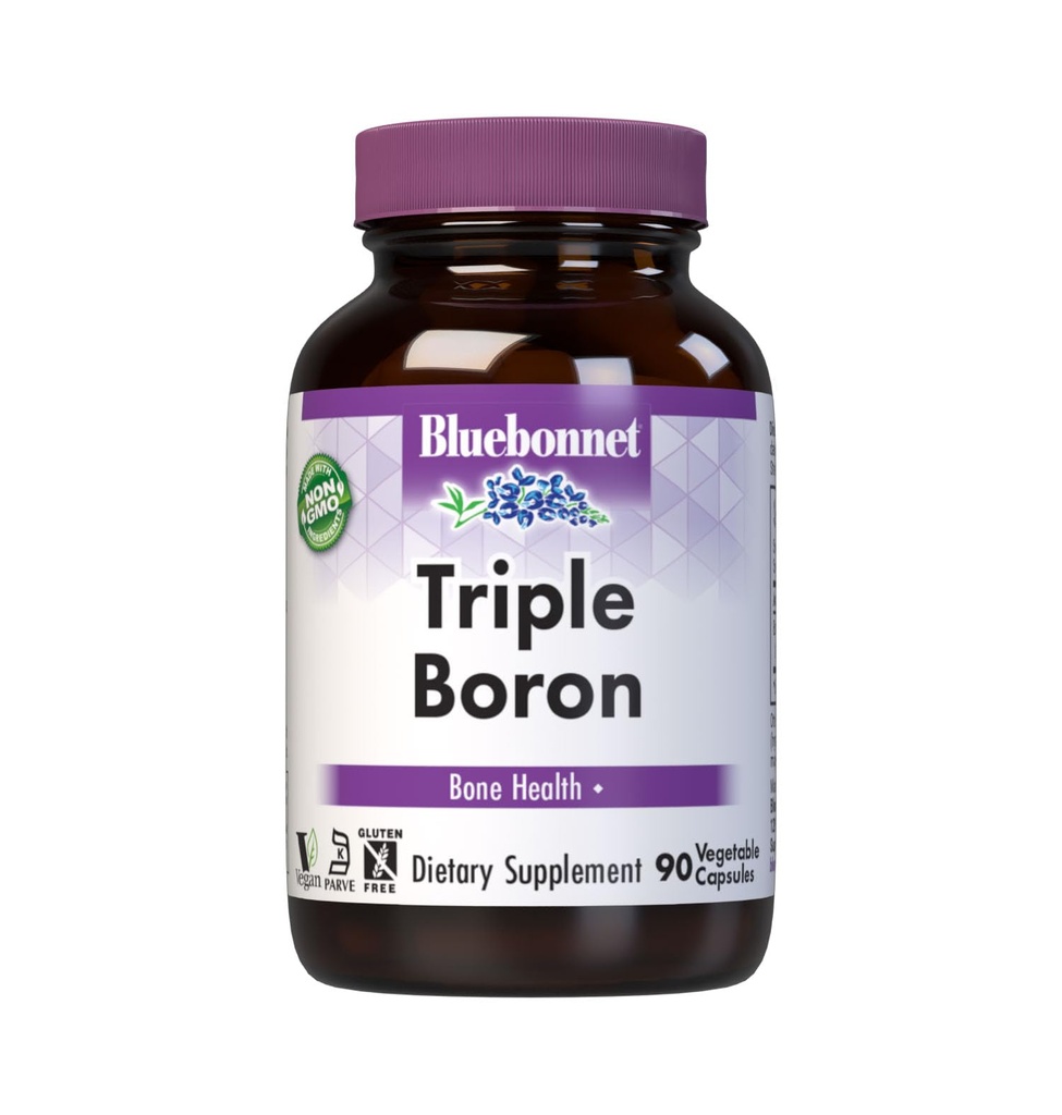 Bluebonnet Triple Boron 3 mg Trace Mineral Bone Support - Boron Supplement voor mannen en vrouwen met Citrate Aspartate & Glycinate - Vegan, Non-GMO - 90 Vegetarische Capsules, 90 dagen levering