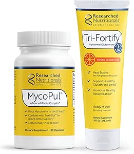 Onderzoek naar de voeding Mold Detox Duo - MycoPul Advanced Toxin Binder (30 Capsules) & Tri-Fortify Liposomale Glutathion (8 Oz) - 2 producten Made to Support Removal of Mycotoxines