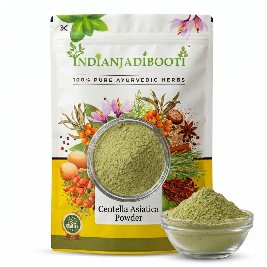 IndianJadiBooti Pure Centella Asiatica Powder (Gotu Kola) | Raw Mandukaparni Herb for DIY Cica Face Mask, Skin Elasticity & Cognitive Wellness | Skin Treatment Mask for Skincare & Hair Care (50g)