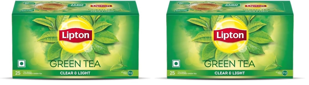 Lipton Clear & Light Green Tea Bags 25 pcs (Pack of 2)