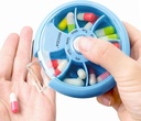 INVODA Weekly Pill Organizer 7 Compartiment Pill Box rotative pour les médicaments quotidiens et les vitamines - Portable Travel Pill Case Suppléments huile de poisson Vitamines Organizer (Sky Blue)