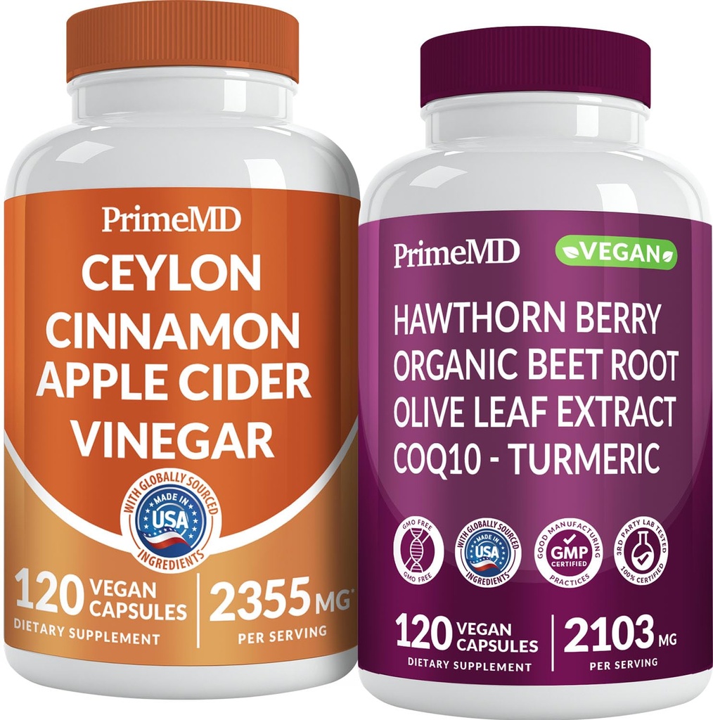 Ceylan Cinnamon (1pk) et supplément à l'oxyde nitrique (1pk) - Vitamines potentielles pour le cœur, le métabolisme, l'équilibre, la circulation, le lipide et le soutien immunitaire - non-OGM, végétalien, sans gluten