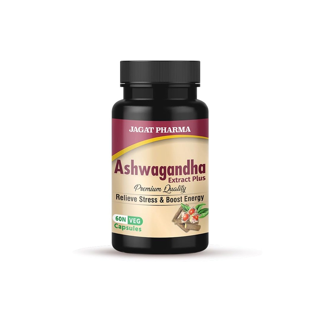 Jagat Pharma Ashwagandha 250 mg & Helps Boost Immunity Relieve Stress & Anxiety 60 Caps