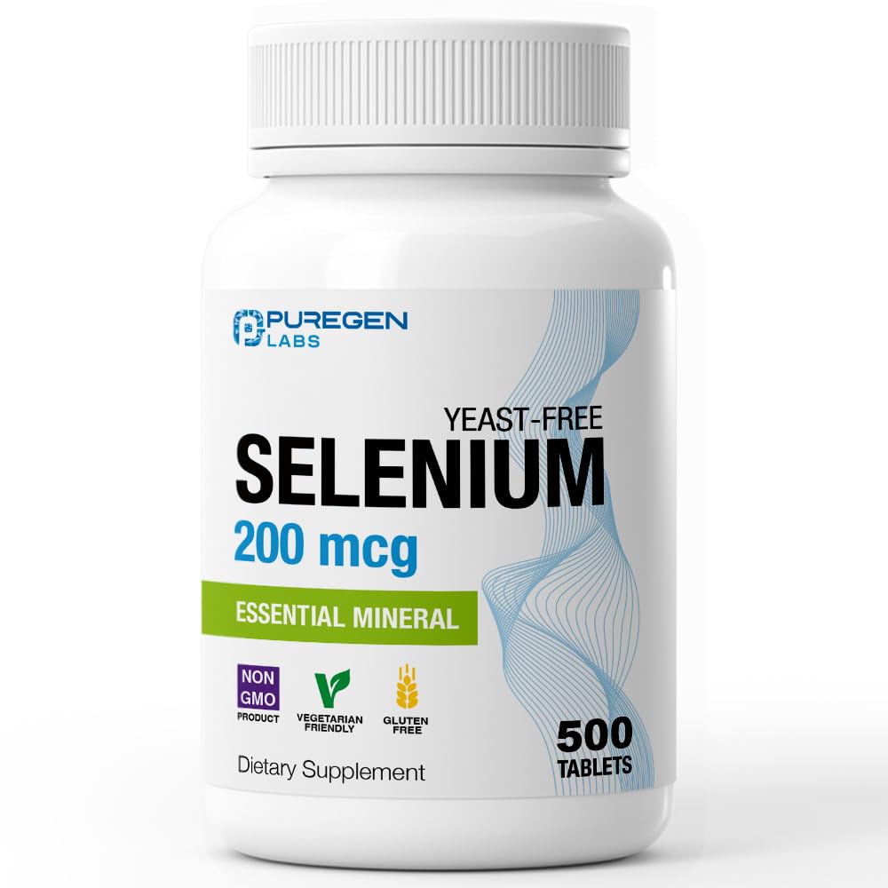 Purigen Labs Selenium 200 mcg Gistvrij Essentiële Minerale - 500 Vegetarische Tablets 