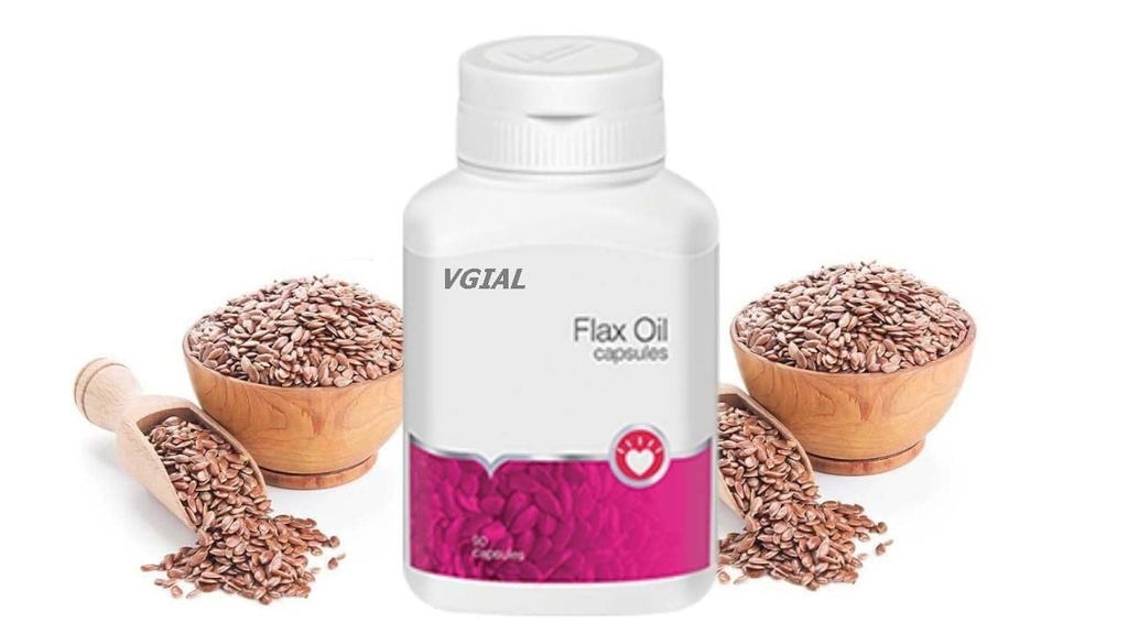 Flax Oil Capsules, Dietary Supplement with Natural Flaxseed
