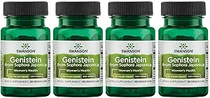 Swanson sans soja Genistein - Supplément naturel à base de plantes pour les femmes - Confort et équilibre - (60 Capsules de Veggie, 125mg chacune) 4 Pack