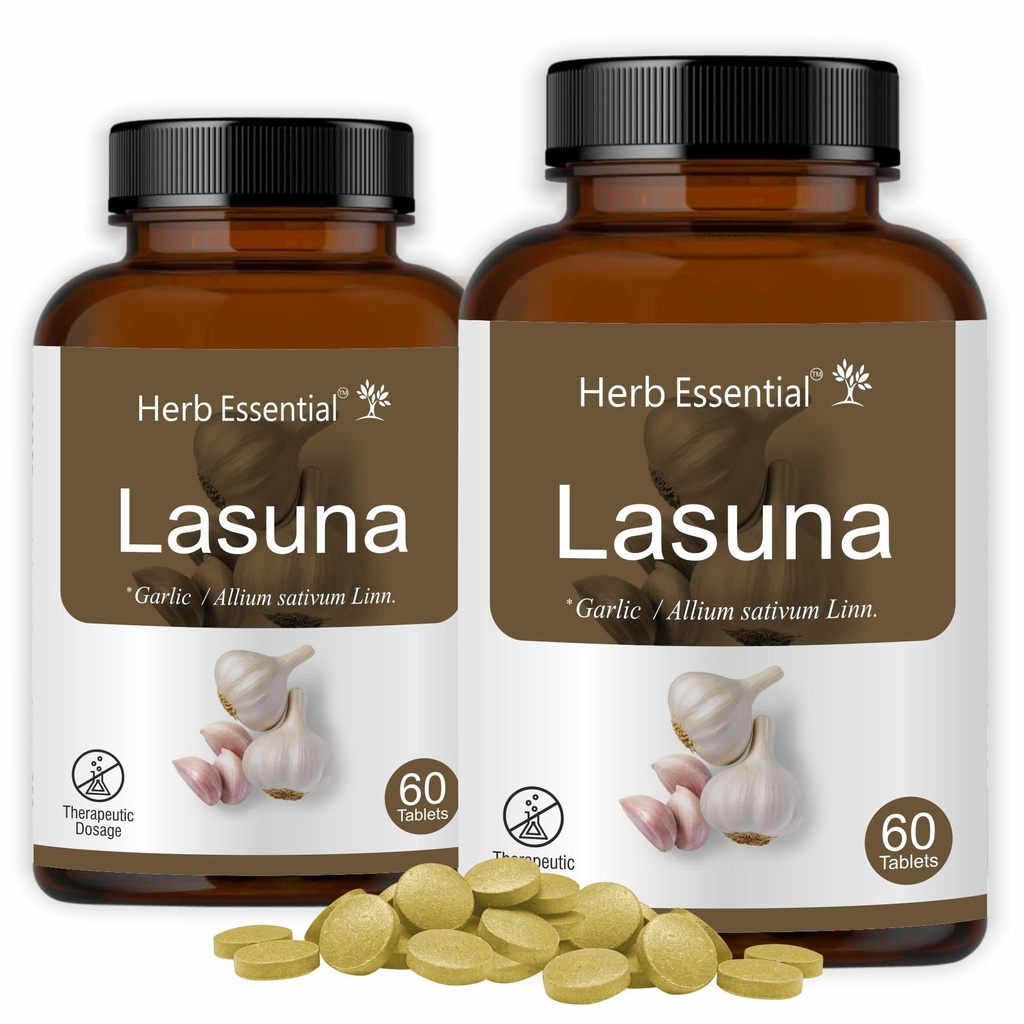 Herb Essential Lasuna Garlic Tablets 500mg 2 x 60 Tablet for Heart Wellness