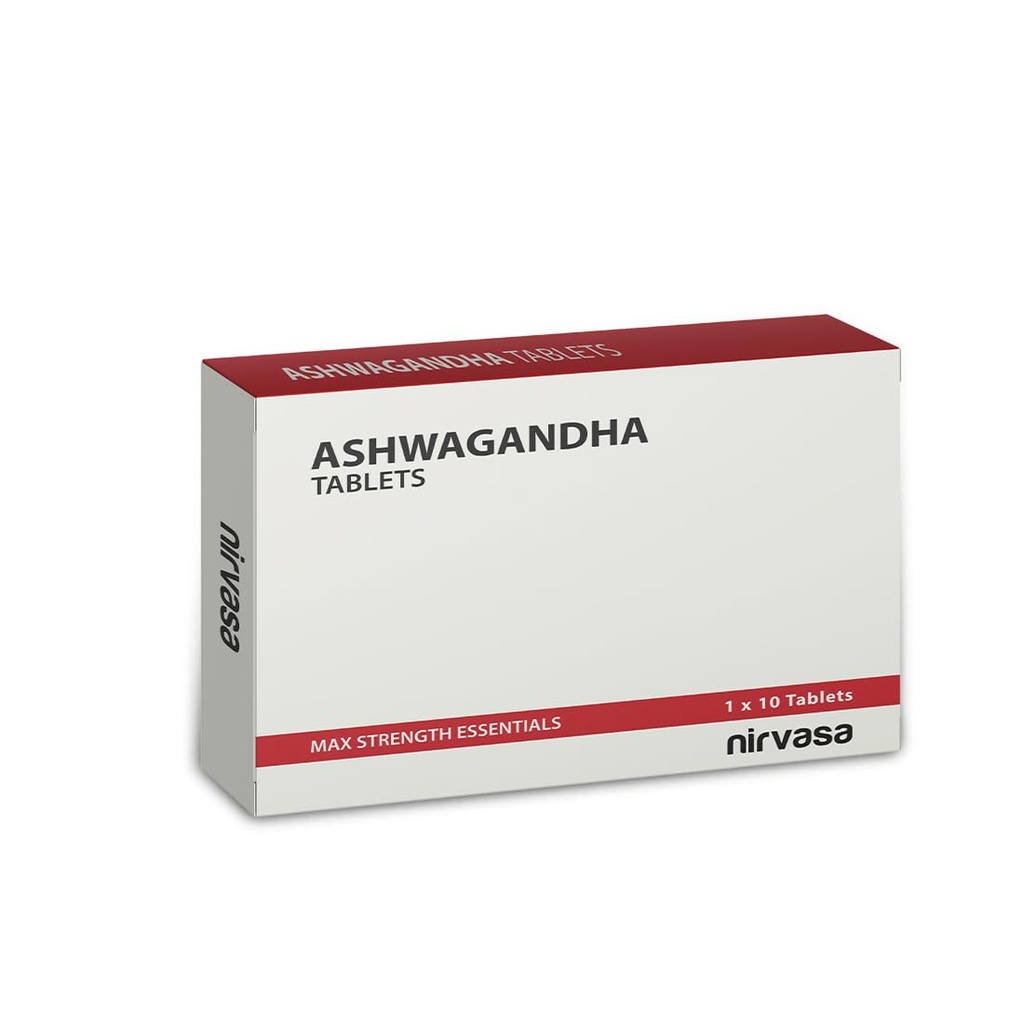 Nirvasa Ashwagandha Tablets (500mg, 10 Tabs) | Natural Ashwagandha Extract | Reduces Stress & Anxiety | Boosts Immunity, Energy & Sleep Quality | Supports Muscle Strength & General Wellness – Pack-1
