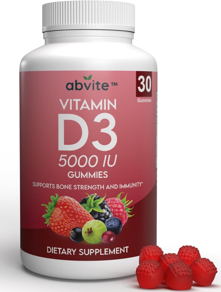 Plant-based extra sterkte vitamine D3 5000IE supplement Gummies. Glutenvrij en geen kunstmatige smaken. Ondersteunt Bone Health en Immunity. Made in USA .30 Tellen (30 Dagen Levering)