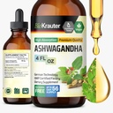 BIO Krauter Ashwagandha Liquid Drops - Ashwagandha Supplements for Calmness - Vegan Mood Support Drops - Alcohol & Sugar Free - 4 Fl.Oz.