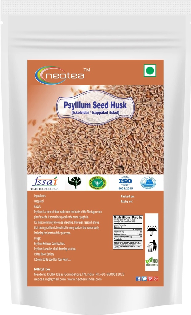 Neotea Iskolvidai, Isappakol, Iskol, Ispaghula Isabgol, Psyllium Seed Husk, 1Kg