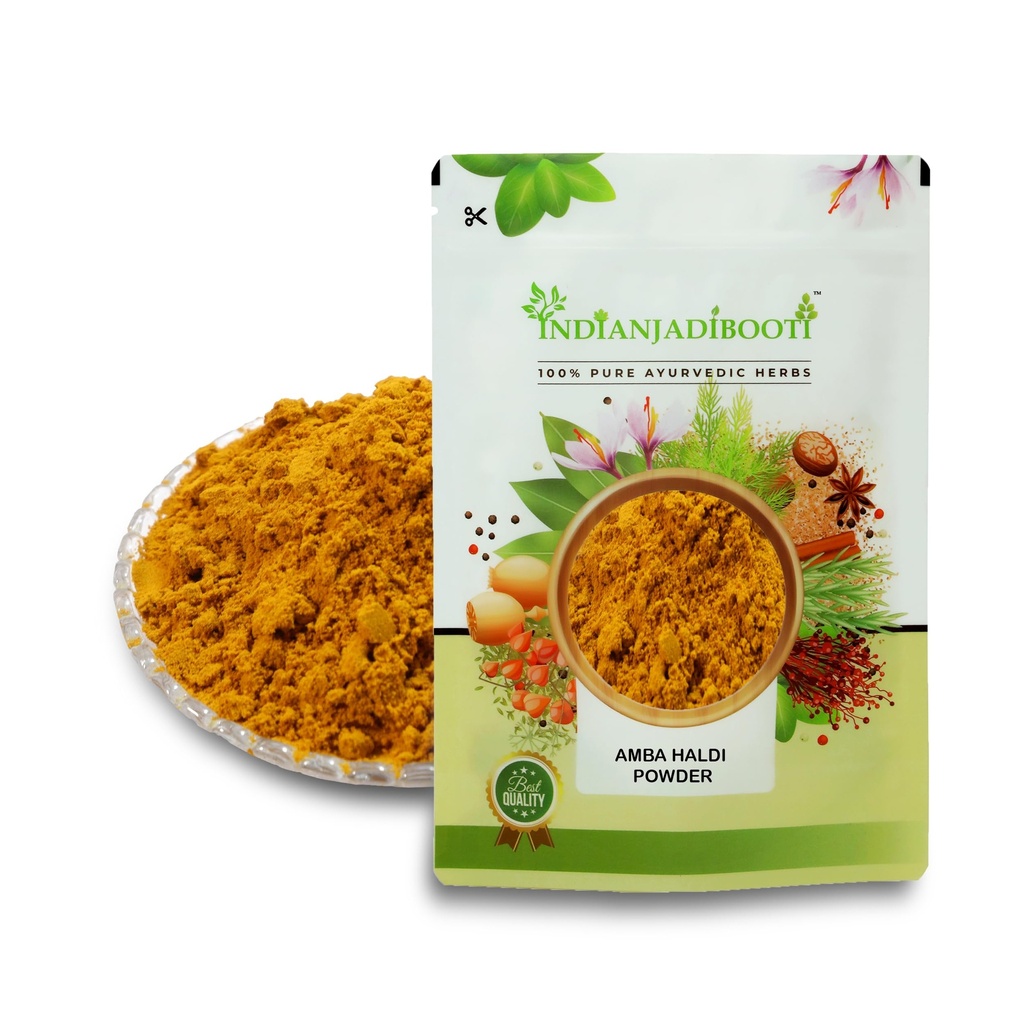 IndianJadiBooti Amba Haldi Powder - Pure Kasturi Turmeric (Curcuma Amada) - Mango Ginger - Traditional Botanical for Dermal Luminosity & Skin Surface Refinement - 250g