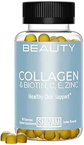 SHIZAM Gehydrolyseerde rundercollagen Biotin Gummies met multi-vitamine C, E & zink voor haargroei-verlies en sterke nagel. Alternatief voor vloeibare druppels, pillen & keratine shampoo voor vrouwen