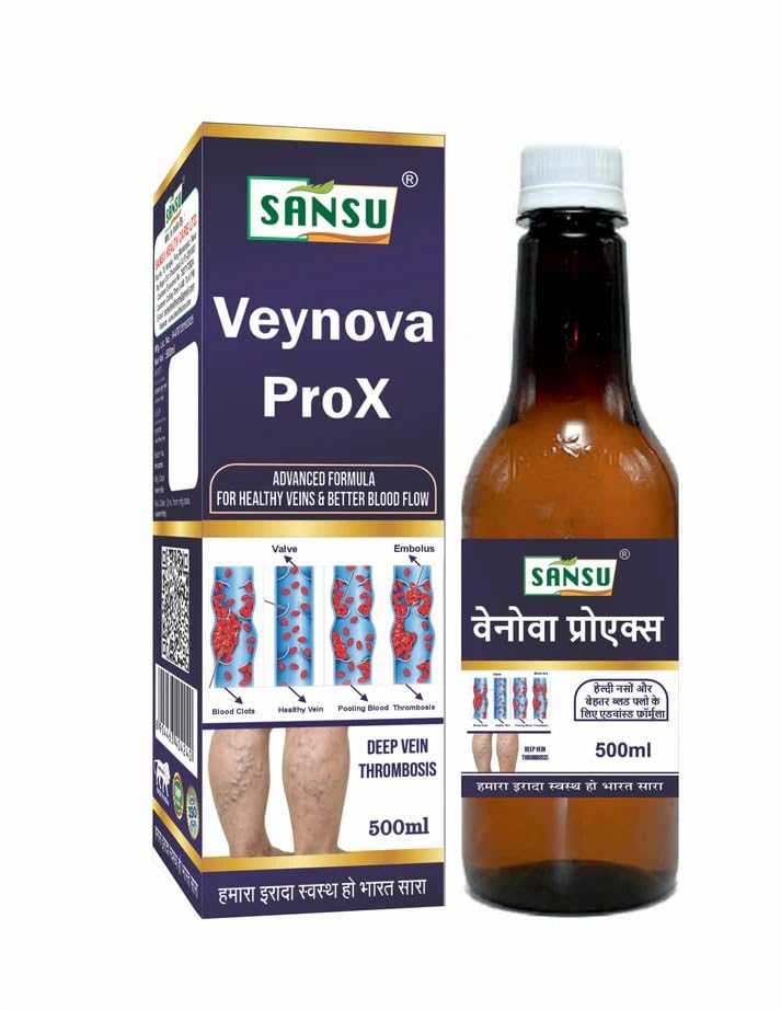 SANSU Veynova ProX Ayurvedic Syrup 500ml, Herbal Vein Health Support Formula, Supports Healthy Blood Circulation, Ayurvedic Wellness Tonic for Vascular Health, Daily Herbal Care for Men and Women