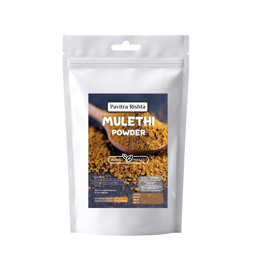 Organic Mulethi Powder (Licorice Root Powder) | 100% Pure Natural Yashtimadhu Powder for Herbal Tea, Ayurveda, Immunity Support, Throat Care & Skin Care