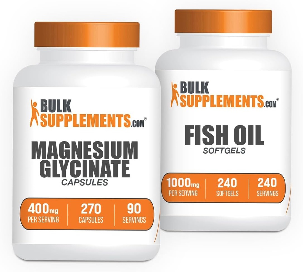 Glycinat de magnésium Capsules 240ct + Huile de poisson Softgels 240ct
