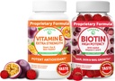 Bundle Lunakai Vitamine E et Biotine Gummies - 3000 mcg Gummies for Adults Energy Support and Bone Health - Vitamines for Hair, Skin and Youthful Apparence