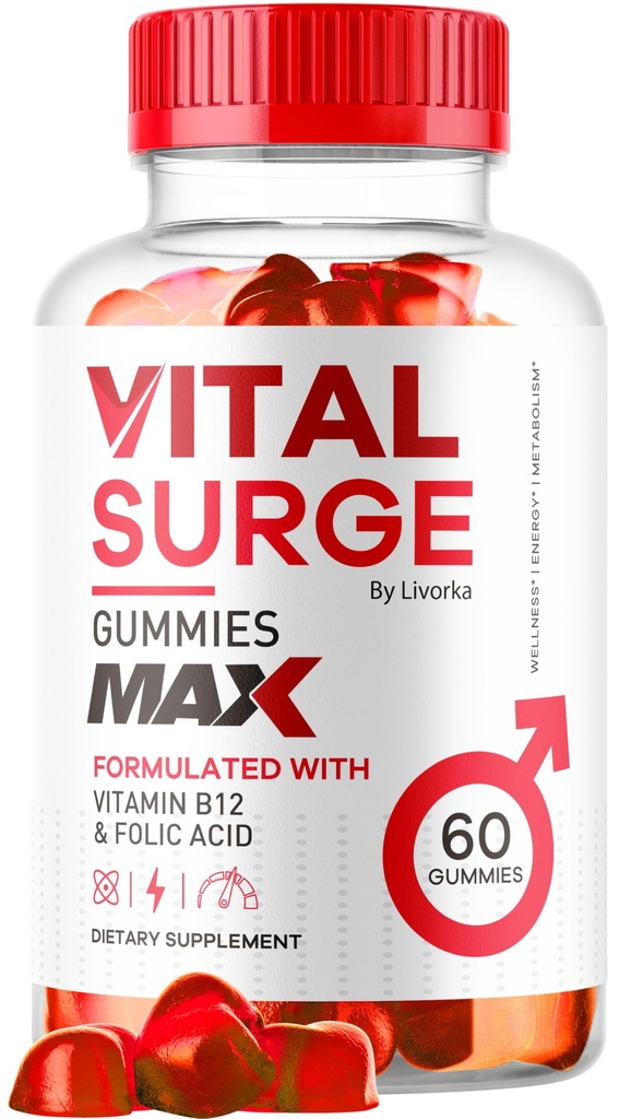 Surge Vital - Surge Vital pour les hommes Gummies, Vital Vita Surge Maximum Strength 1050 MG, Supplément VitalSurge Support Gummy Formule avancée, Gomitas Vitamine Premium (60 Gummies)