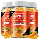 Kurkuma Curcumin Gummies (3 Pack) - Kurkuma Curcumin Supplementen met Gember & Black Pepper Gummies voor Immune Muscle Support Gezonde Huid - Veganistisch, Glutenvrij, Lage Suiker - voor volwassenen