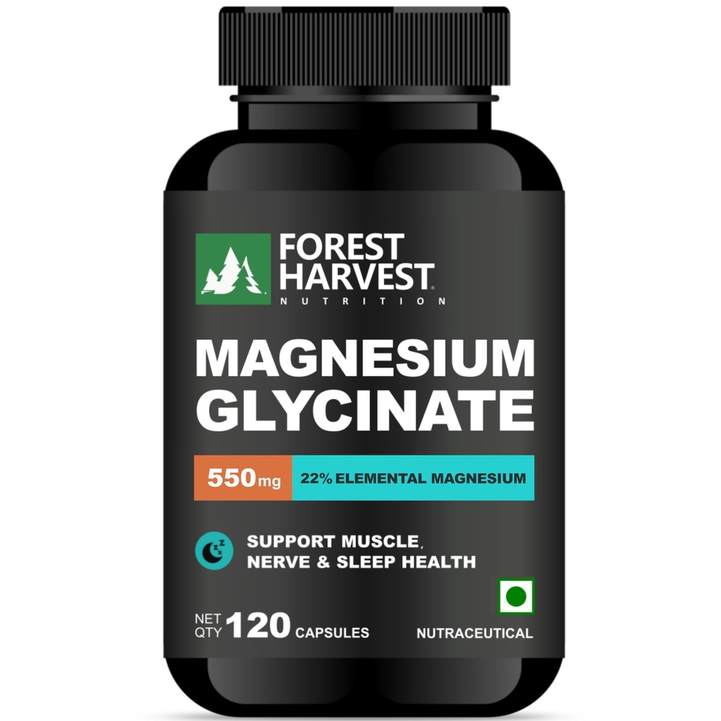 Magnesium Glycinate | High Absorption Formula for Muscle Function, Relaxation & Nerve Health | 120 Vegetarian Capsules