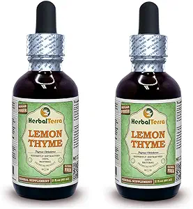 Thym citron (Thymus x Citriodorus) Glycérite, extrait liquide sans alcool à base de plantes séchées (marque: HerbalTerra, fièrement fabriqué aux États-Unis) 2x2 fl.oz (2x60 ml)